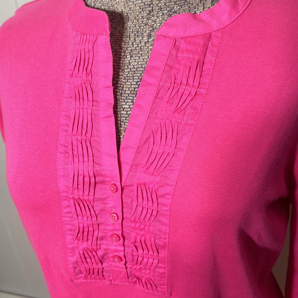 Liz Claiborne Womens Large Pink Blouse V-Neck - Picture 4 of 9